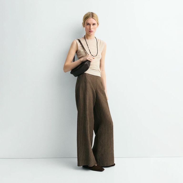 Pantalón Rayas 100% Lino Mujer