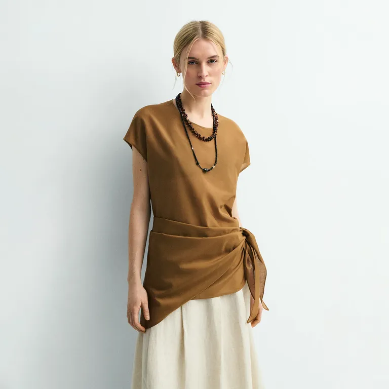 Blusa Manga Corta Algodón Mujer