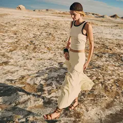 MANGO - Falda Evasé Detalle Pañuelo Mujer
