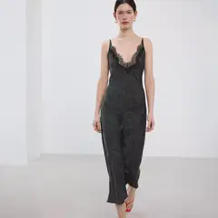MANGO - Vestido Lencero Satinado Mujer