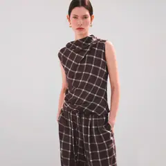 MANGO - Polera Entallado Cuello Drapeado Mujer