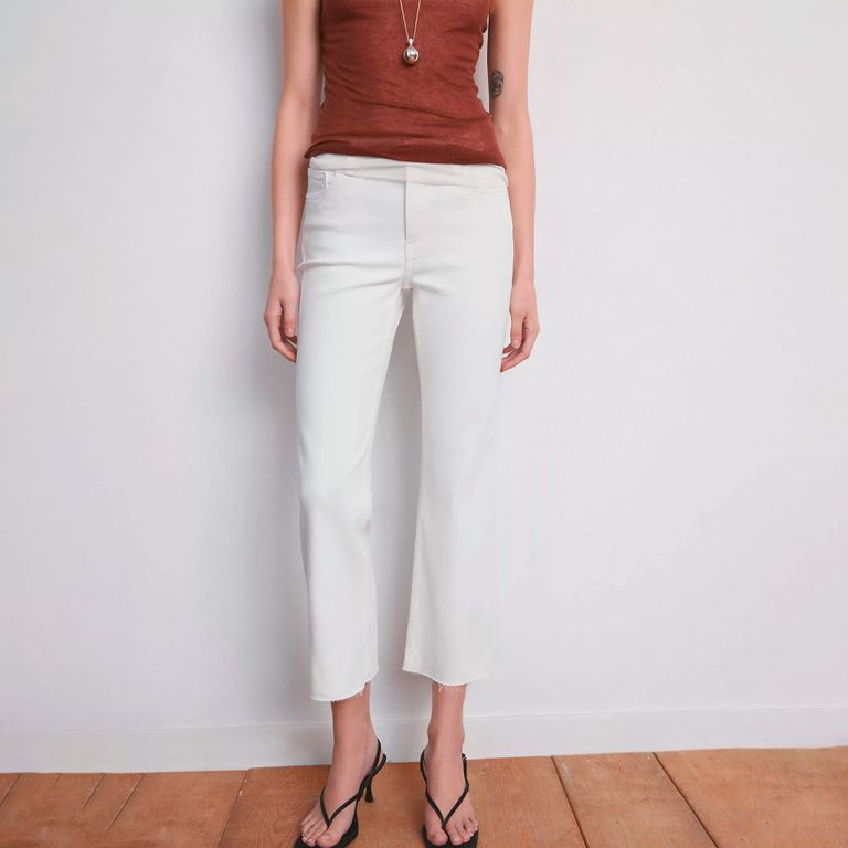 Jeans Sienna Flare Crop Tiro Medio Mujer