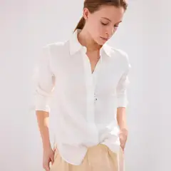 MANGO - Camisa Recta Lino Mujer