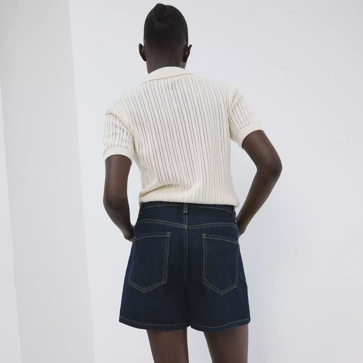 MANGO - Shorts Denim Rectos Tiro Medio Mujer Mango
