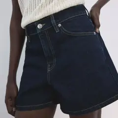 MANGO - Shorts Denim Rectos Tiro Medio Mujer