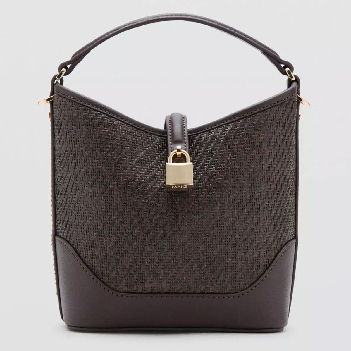 MANGO - Bolso Bucket Rafia Pequeño Mujer Mango