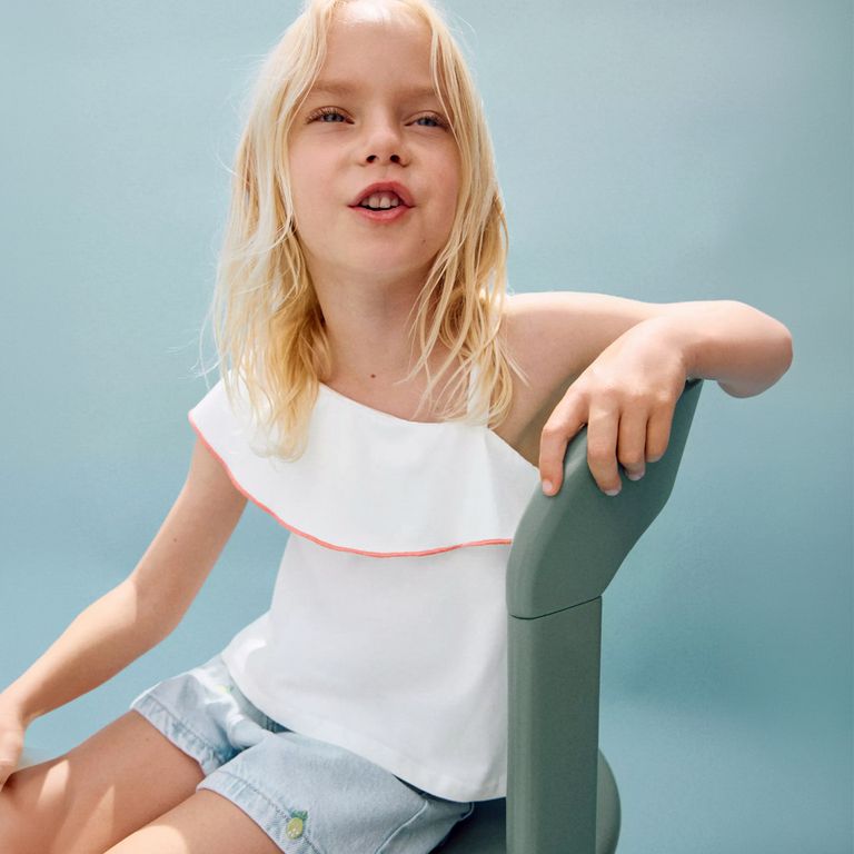 Polera Volantes En Contraste Bebé Niña