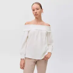 MANGO TEEN - Blusa Algodón Sin Tirantes Con Panel De Volantes Mujer