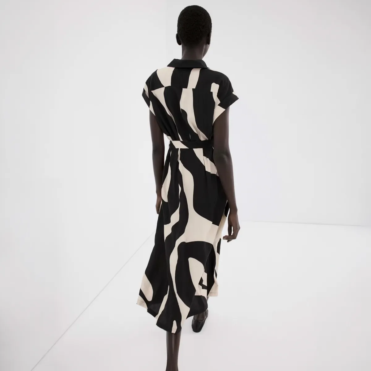 MANGO - Vestido Camisero Largo Estampado Mujer Mango