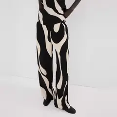 MANGO - Pantalón Recto Estampado Mujer