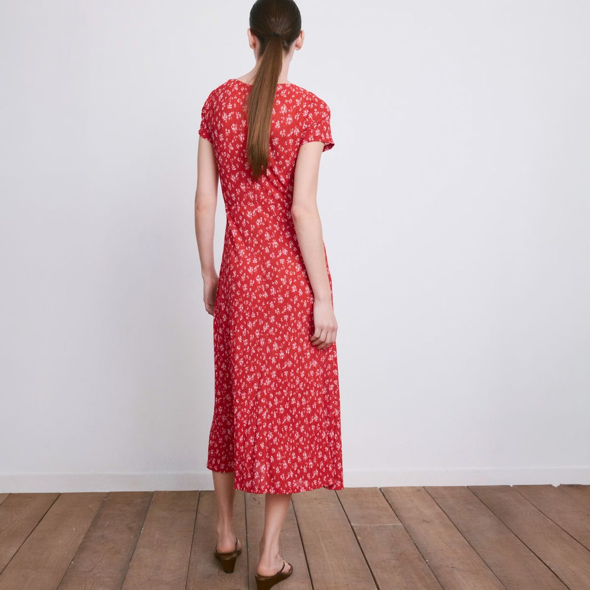 MANGO - Vestido Midi Estampado Mujer Mango