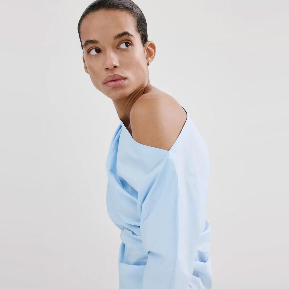 MANGO - Blusa Algodón Cuello Asimétrico Mujer Mango
