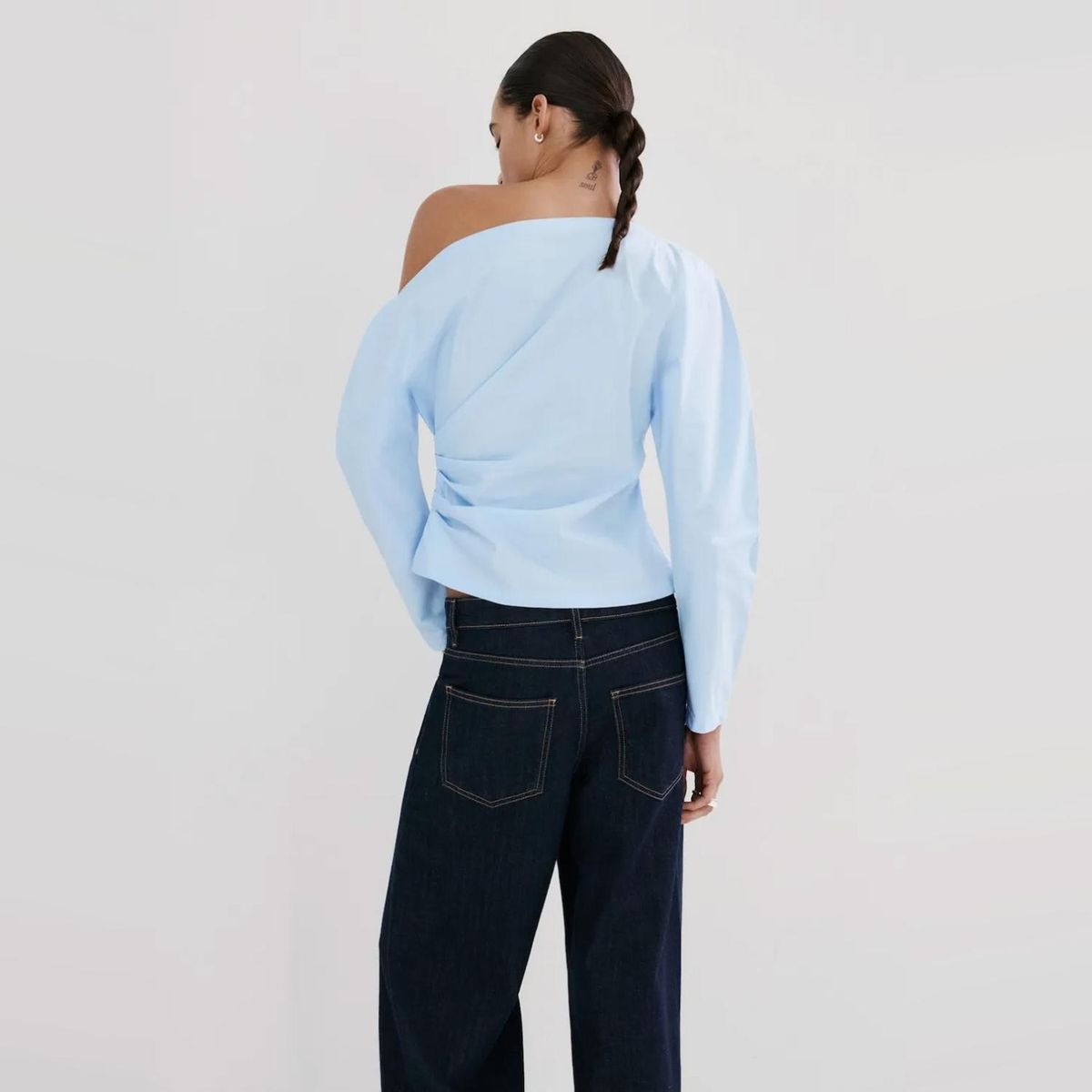 MANGO - Blusa Algodón Cuello Asimétrico Mujer Mango