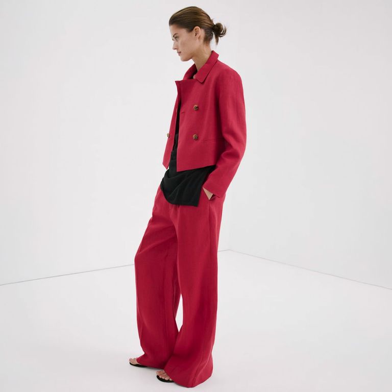 Pantalón Recto Lino Mujer
