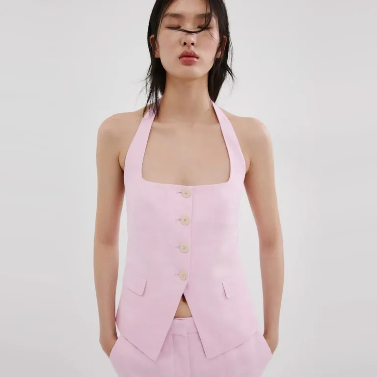 Chaleco Traje Lino Mujer