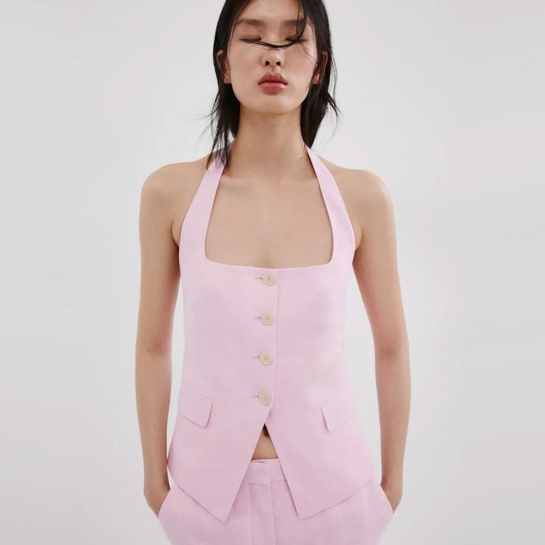 Chaleco Traje Lino Mujer