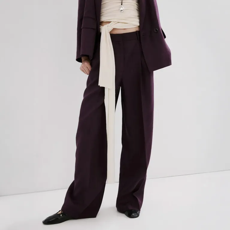 Pantalón Traje Recto Lino Mujer