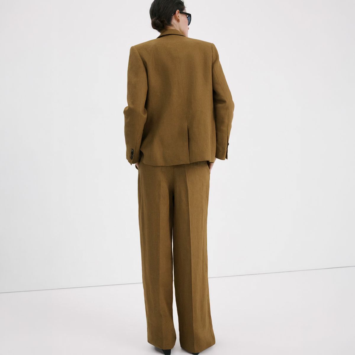 MANGO - Pantalón Traje Recto Lino Mujer Mango