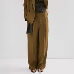 MANGO - Pantalón Traje Recto Lino Mujer
