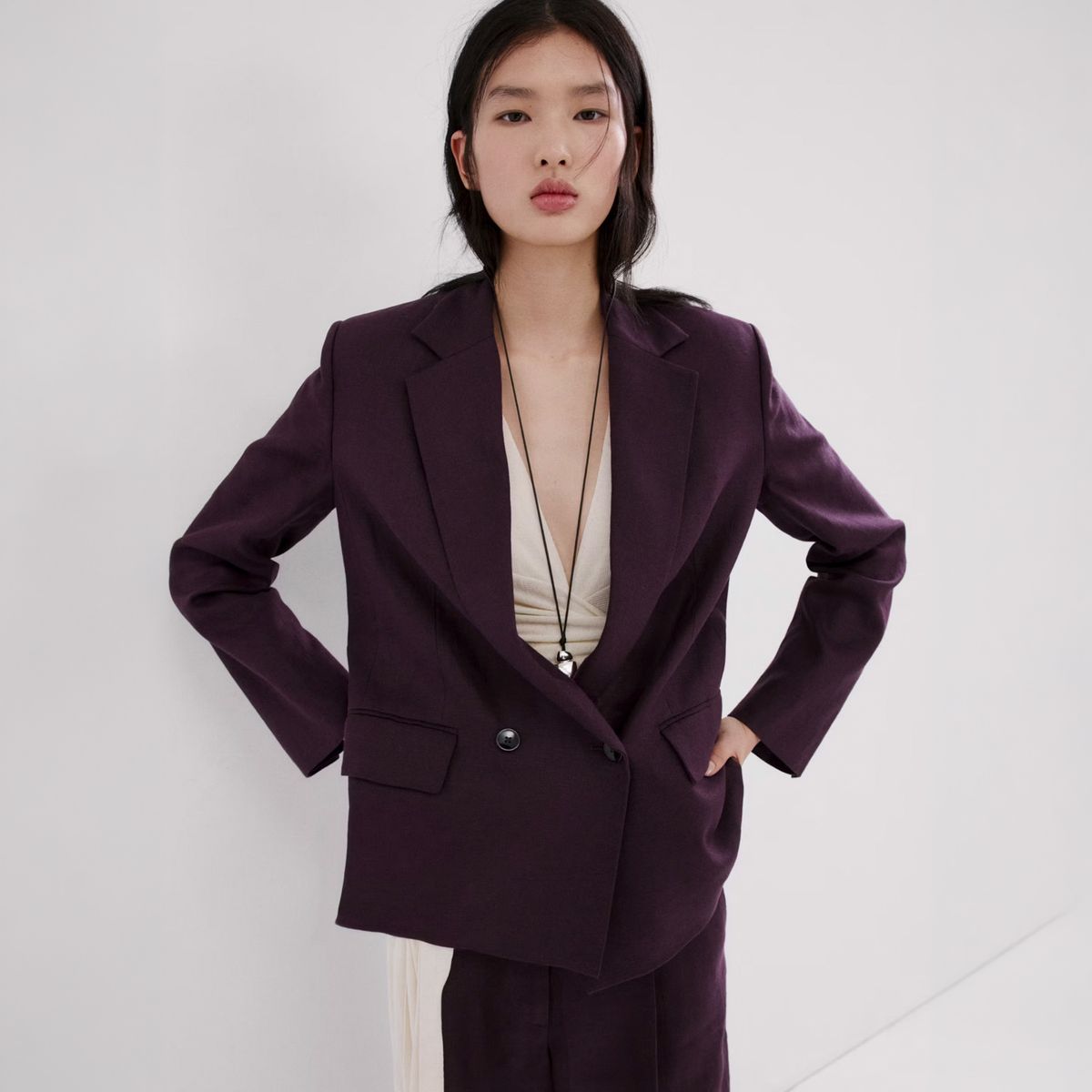 MANGO - Blazer Traje Lino Mujer Mango