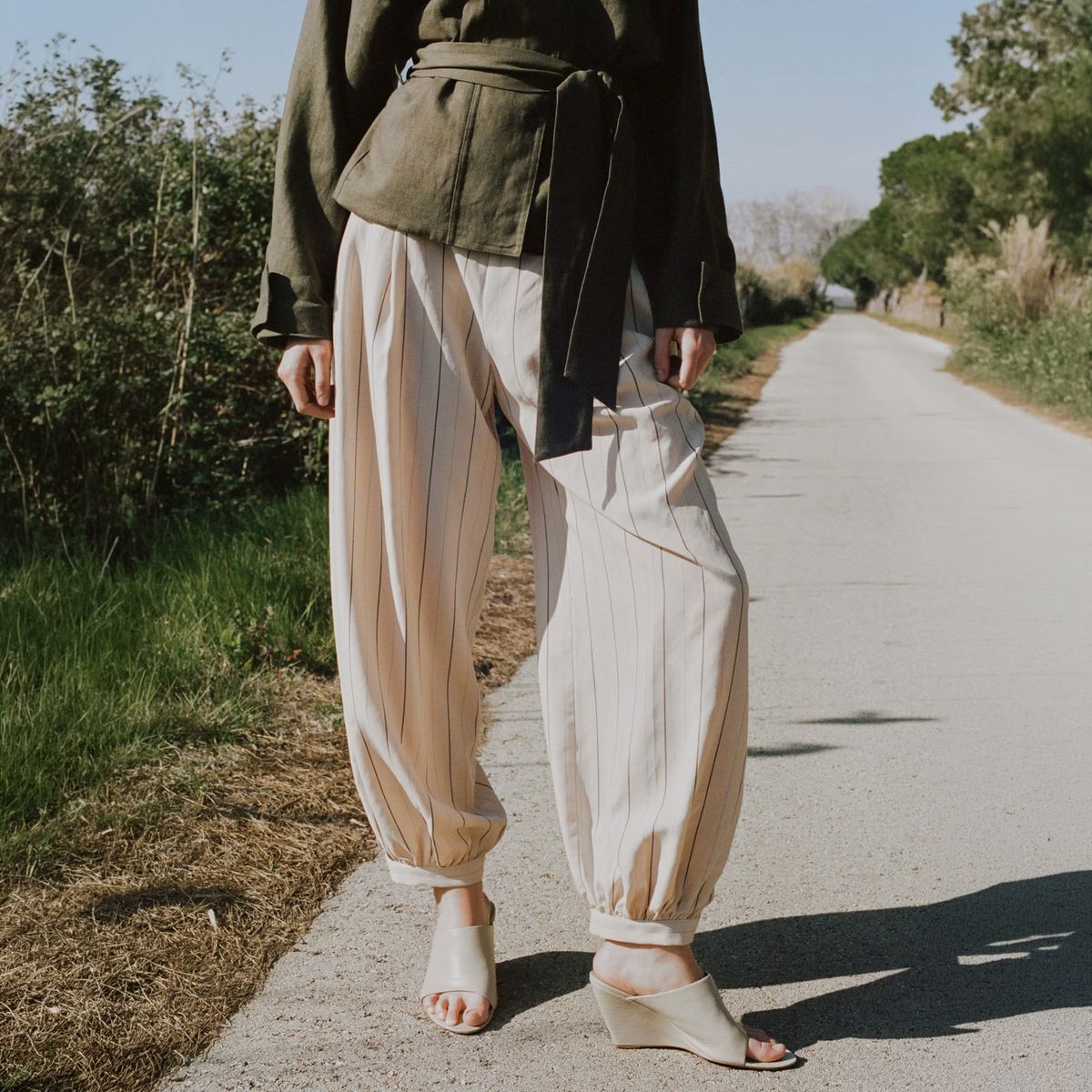 MANGO - Pantalón Lyocell Balloon Rayas Mujer Mango