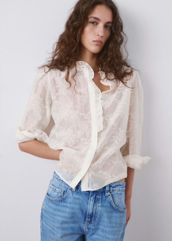 Blusa Lyocell Bordado Floral Mujer