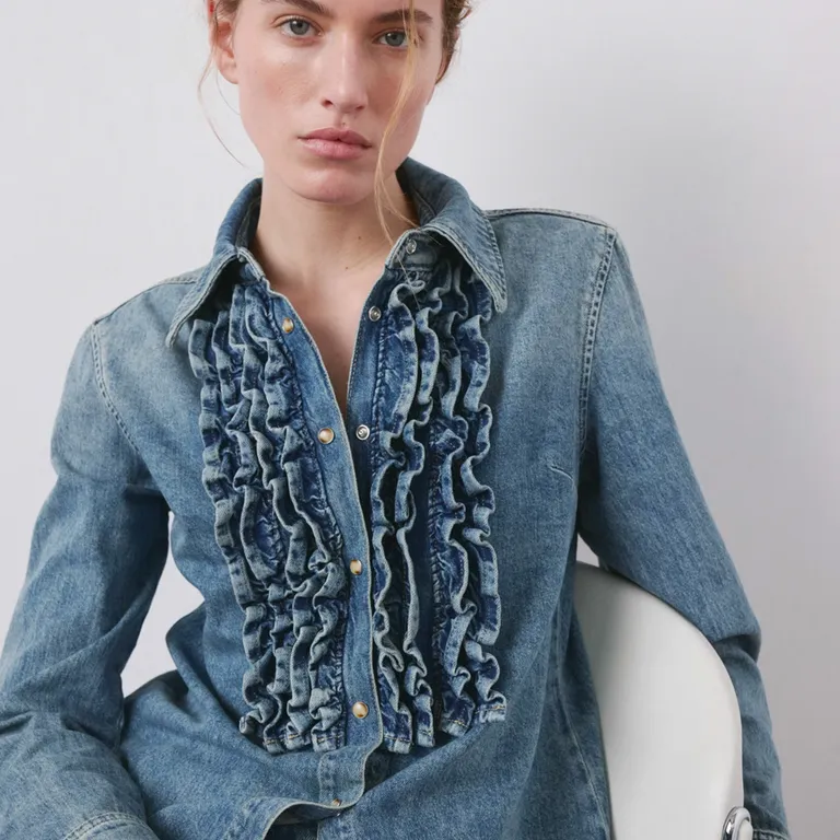 Camisa Vaquera Volantes Mujer