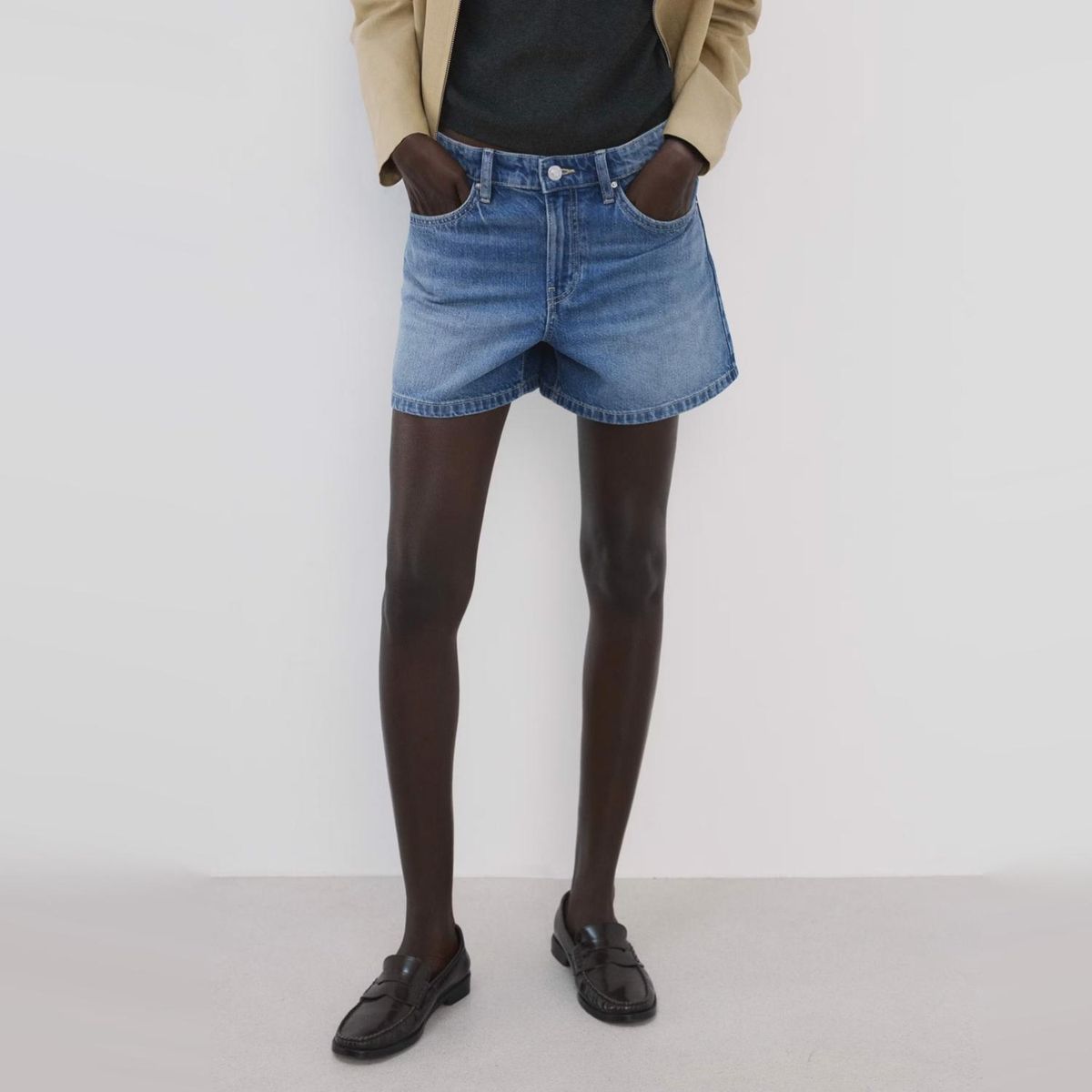 MANGO - Shorts Denim Rectos Tiro Medio Mujer Mango