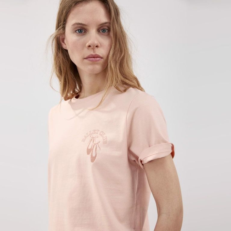 Polera Estampada Manga Corta Mujer