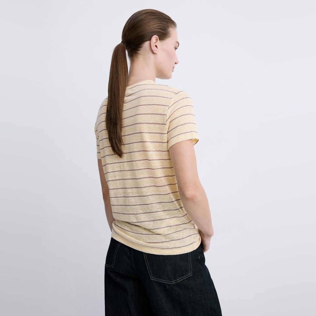 MANGO - Polera Lino Manga Corta Mujer Mango