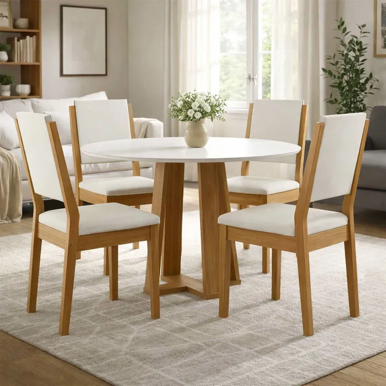 ALAIA HOME Juego De Comedor 4 Sillas Style Vidrio Beige