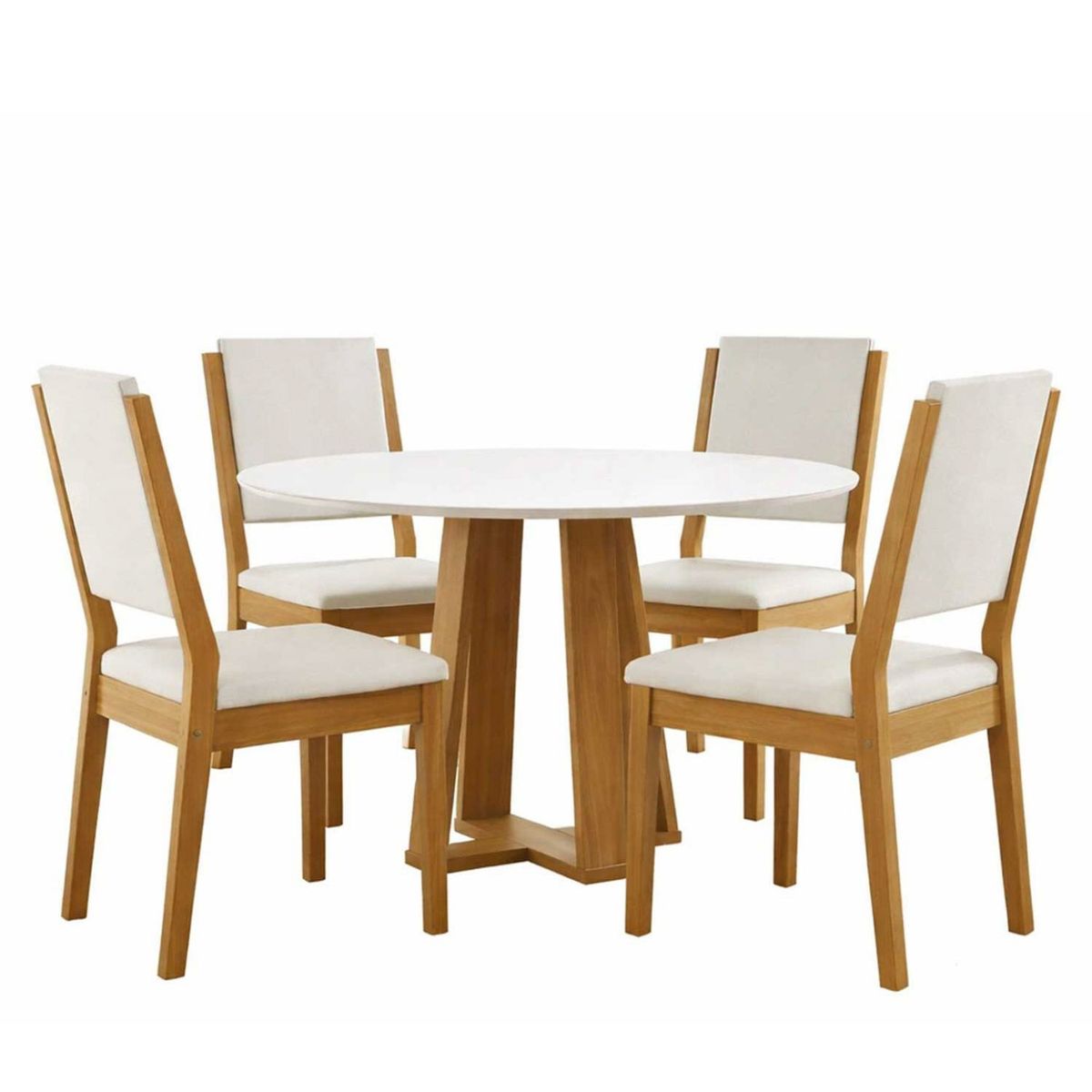 ALAIA HOME - Juego De Comedor 4 Sillas Style Vidrio Beige Alaia Home