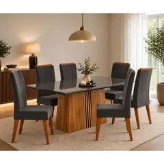ALAIA HOME - Juego De Comedor 6 Sillas Glamour Vidrio