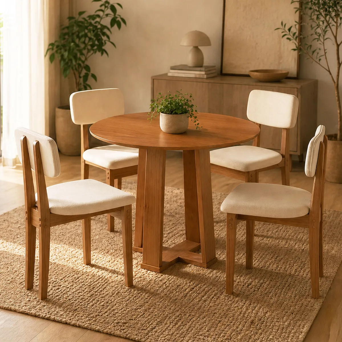 ALAIA HOME - Juego De Comedor Artemis 4 Sillas Beige Alaia Home