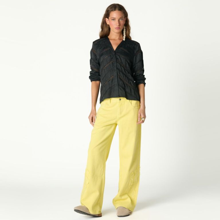 Pantalón Detalle Deflecado Mujer