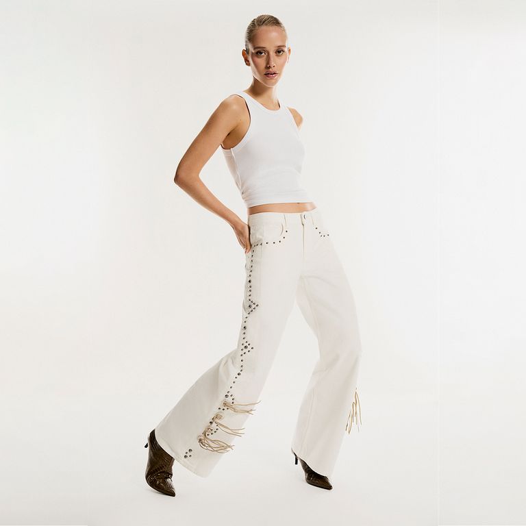 Pantalón Tachas Cowboy 100% Algodón Mujer