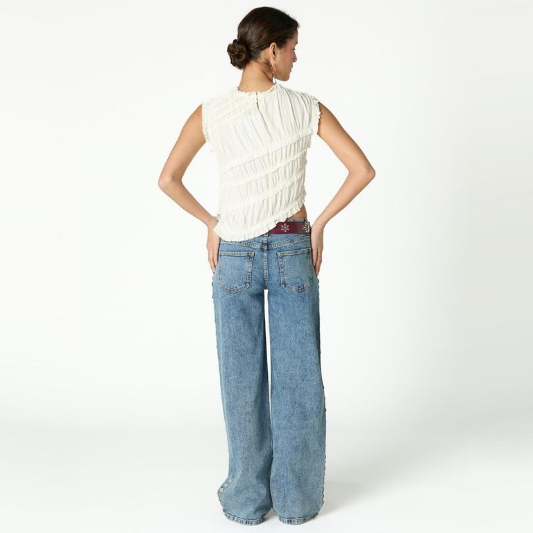 Top Frunce Asimetrico 100% Algodón Mujer