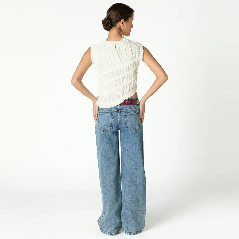 Top Frunce Asimetrico 100% Algodón Mujer