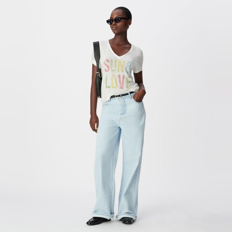 Polera Estampada Lino Mujer
