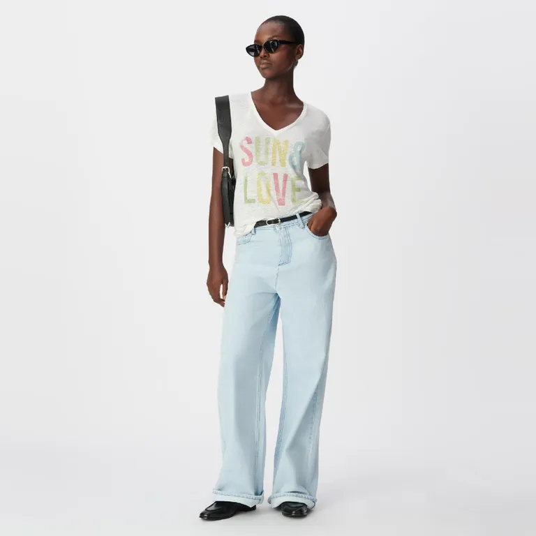 Polera Estampada Lino Mujer