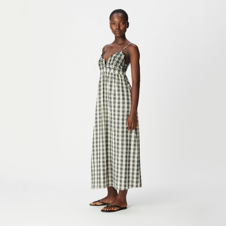Vestido Cuadros Algodón Mujer