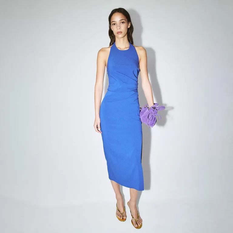 Vestido Halter Drapeado Mujer