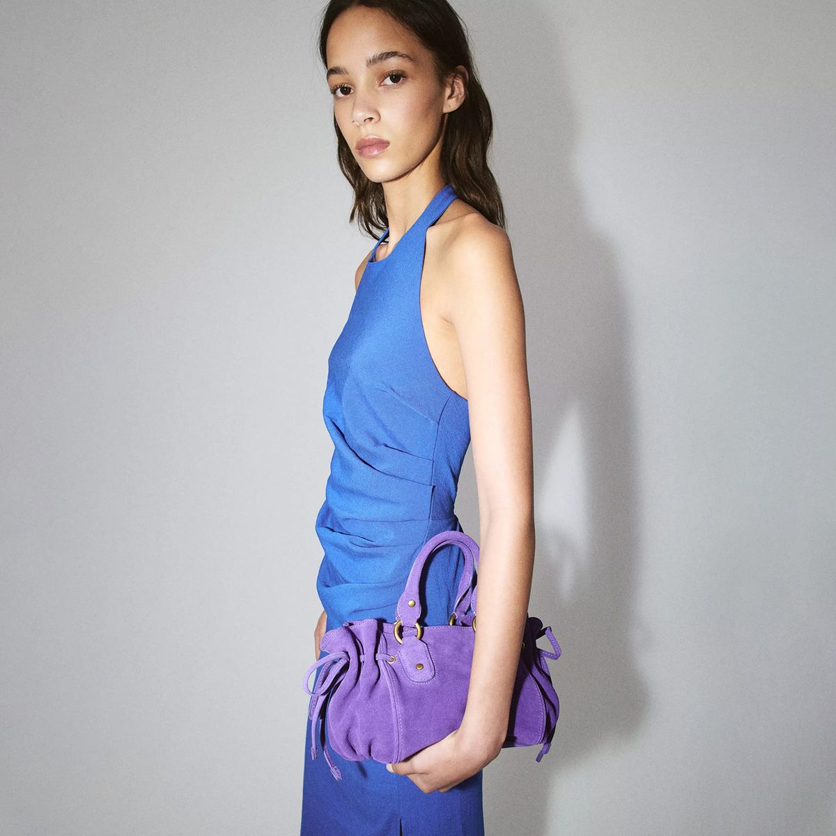 MANGO - Vestido Halter Drapeado Mujer Mango