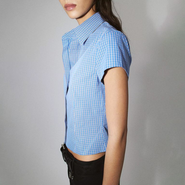 MANGO Camisa Crop Cuadros