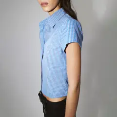 MANGO - Camisa Crop Cuadros