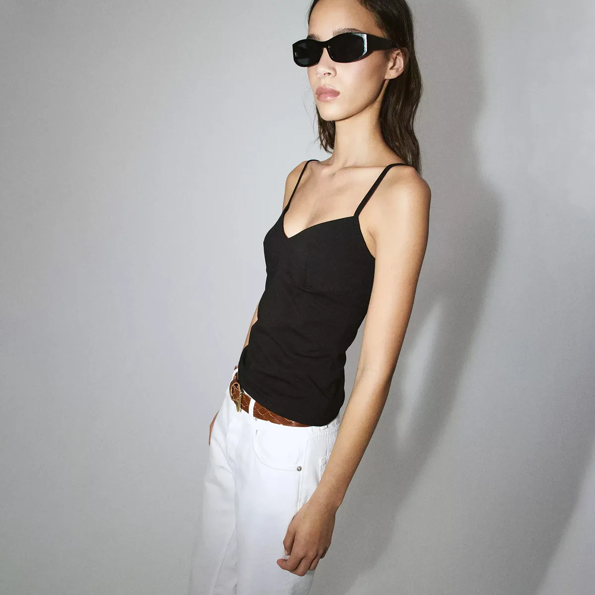MANGO - Top Algodón Tirantes Cuello V Mango