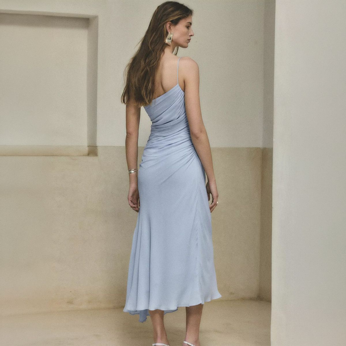 MANGO - Vestido Asimétrico Plisado Mujer Mango