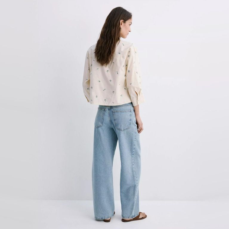 Camisa De Algodón Bordada Mujer