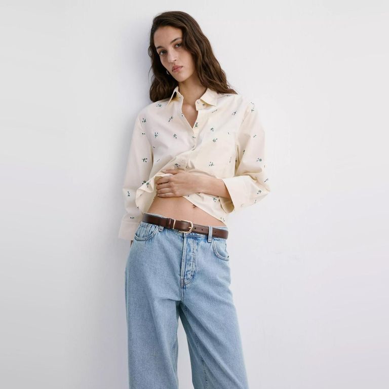 Camisa De Algodón Bordada Mujer