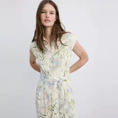 MANGO - Vestido Camisero Con Estampado Floral Mujer